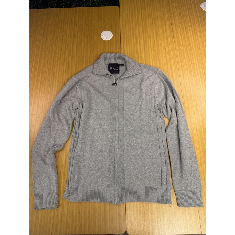 BKE Buckle Gray Knit Full Zip Up Cardigan Sweater Jacket Men's size Large